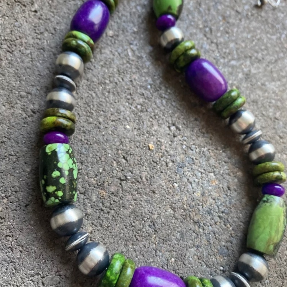 Sterling Silver Dyed Sugilite Turquoise W Pearls … - image 6